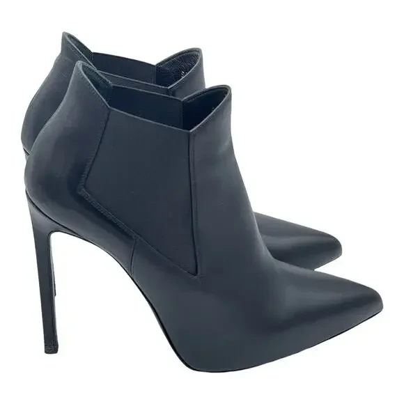Saint Laurent Calfskin Classic Paris Ela 110 Ankle Boots - Black - 38.5 - Picture 1 of 16